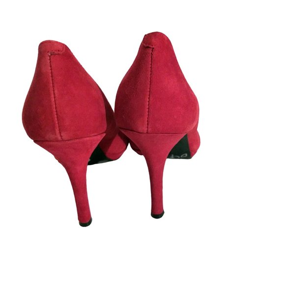 Red Suede Pointed Toe Shoes Size 9B, BCBGeneration Red Stiletto Vintage Pumps - Picture 7 of 11
